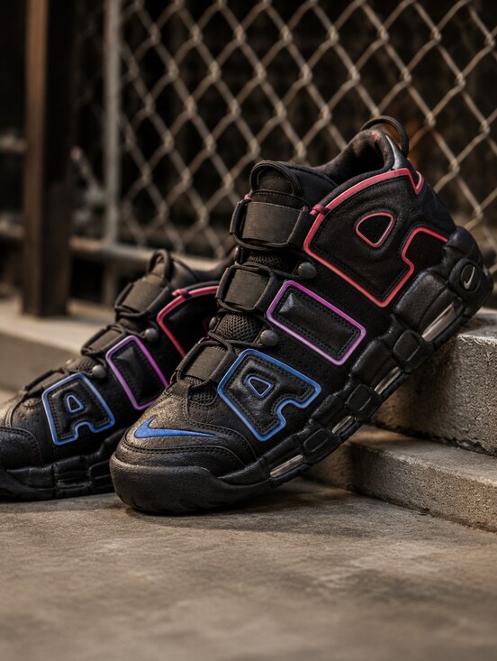 Nike Other - Nike Air More Uptempo Black Multi-Color Outline Sneakers Men's Size 10.5